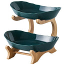 Dreistöckiges Tafelgeschirr, Geschirr, Obstschale aus Holz für die Küche mit Boden, unterteilter Teller, Snack-, Süßigkeiten-, Tortenständer, Salatschüssel ua