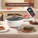 3L Multifunktionale Elektrische Wok Pfanne Antihaft-Lebensmittel Dampfgarer Smart Hot Pot Rauchfreie Kochheizung für Eintopf 