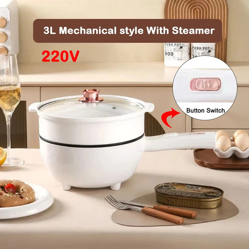 3L Multifunktionale Elektrische Wok Pfanne Antihaft-Lebensmittel Dampfgarer Smart Hot Pot Rauchfreie Kochheizung für Eintopf 