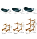 Dreistöckiges Tafelgeschirr, Geschirr, Obstschale aus Holz für die Küche mit Boden, unterteilter Teller, Snack-, Süßigkeiten-, Tortenständer, Salatschüssel ua