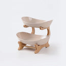 Dreistöckiges Tafelgeschirr, Geschirr, Obstschale aus Holz für die Küche mit Boden, unterteilter Teller, Snack-, Süßigkeiten-, Tortenständer, Salatschüssel ua