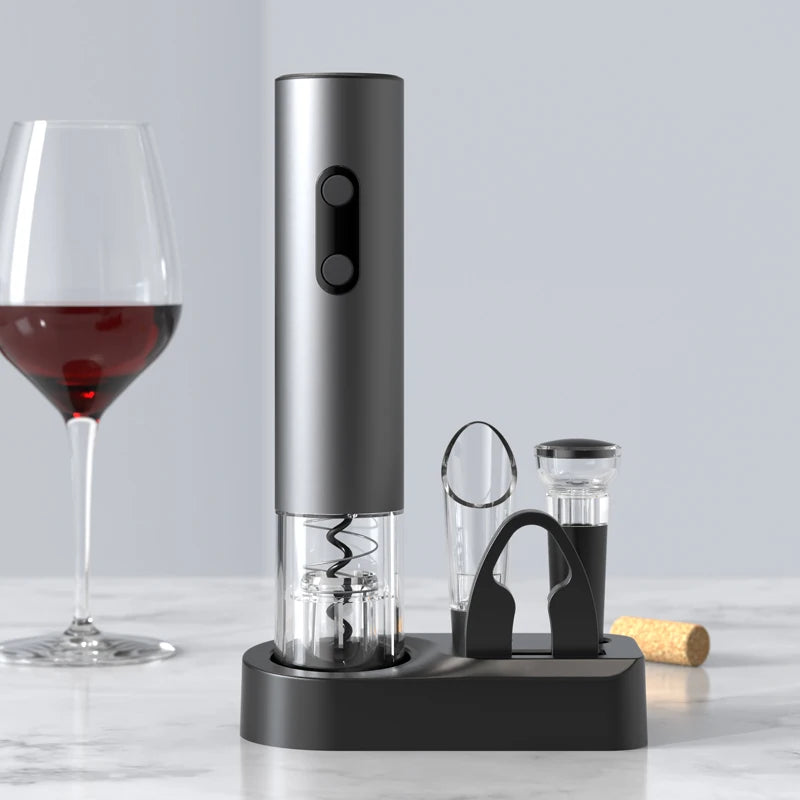 Elektrischer Weinöffner, automatischer Korkenzieher mit Folienschneider, batteriebetriebener Flaschenöffner mit Ein-Klick-Taste für Küche, Bar und Party 