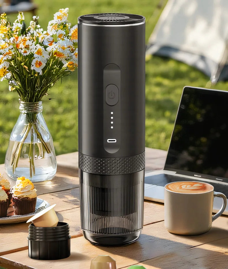 2-in-1 Kabellose elektrische Espressomaschine für Auto &amp; Zuhause Camping Tragbare KaffeemaschineKapselpulver Reisekaffeemaschine
