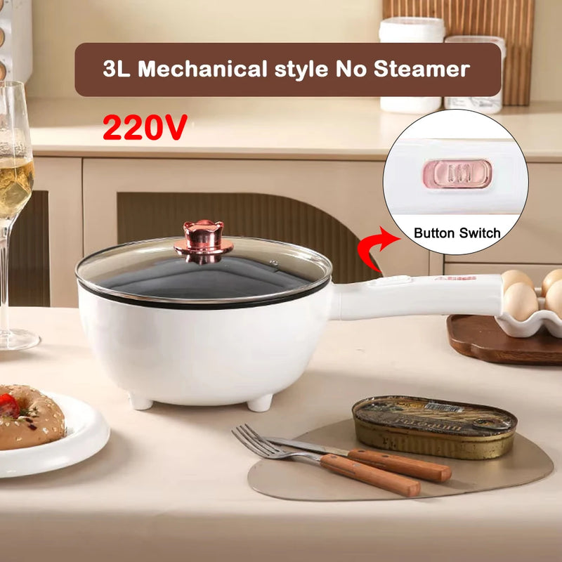 3L Multifunktionale Elektrische Wok Pfanne Antihaft-Lebensmittel Dampfgarer Smart Hot Pot Rauchfreie Kochheizung für Eintopf 